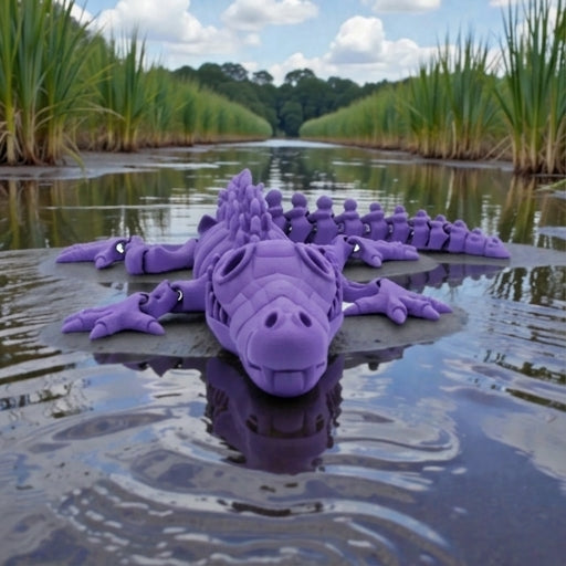 Skeleton Crocodile Silk Starling Purple - Front