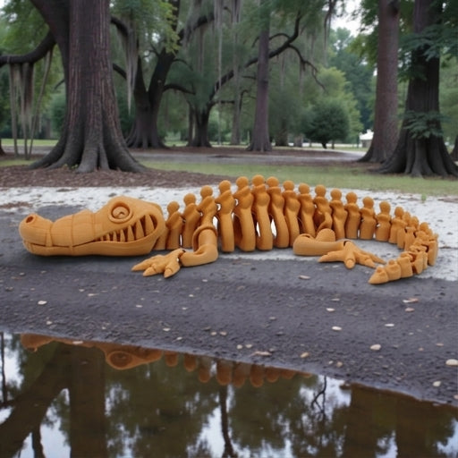 Skeleton Crocodile Silk Tropical Sunset - Side