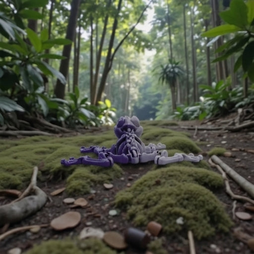 Skeleton Frog Silk Midnight Purple - Back