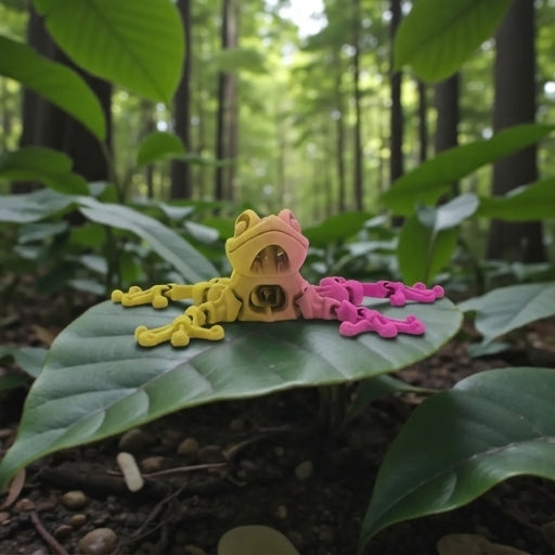 Skeleton Frog Silk Pink Yellow - Front