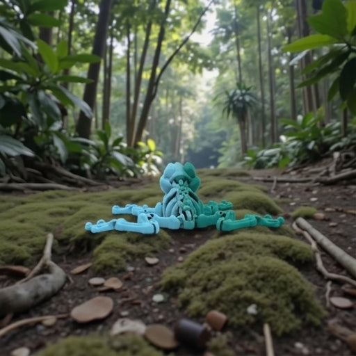 Skeleton Frog Silk Sapphire Forest - Back