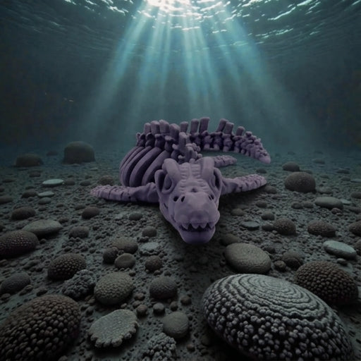 Skeleton Mosasaurus Silk Midnight Purple - Front