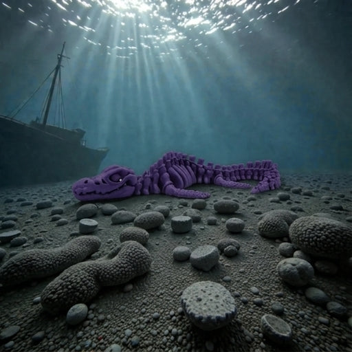 Skeleton Mosasaurus Silk Midnight Purple - Side