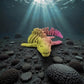 Skeleton Mosasaurus Silk Pink Yellow - Front