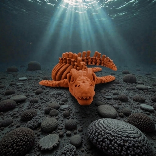 Skeleton Mosasaurus Silk Red Copper - Front