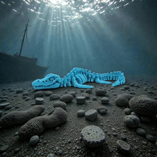 Skeleton Mosasaurus Silk Sapphire Forest - Side