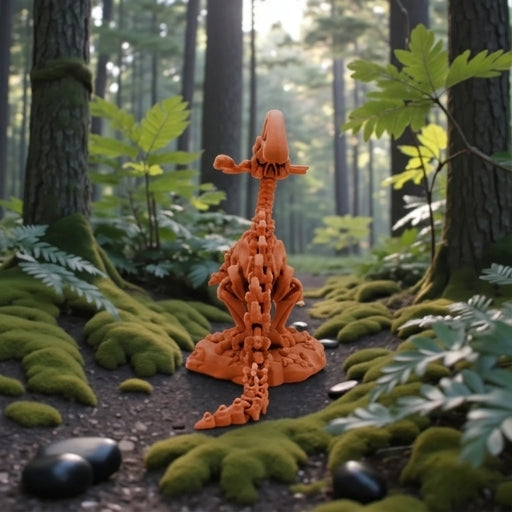 Skeleton Parasaurolophus With Stand And Stick Silk Red Copper - Back