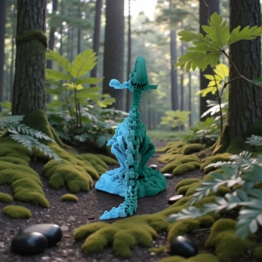 Skeleton Parasaurolophus With Stand And Stick Silk Sapphire Forest - Back