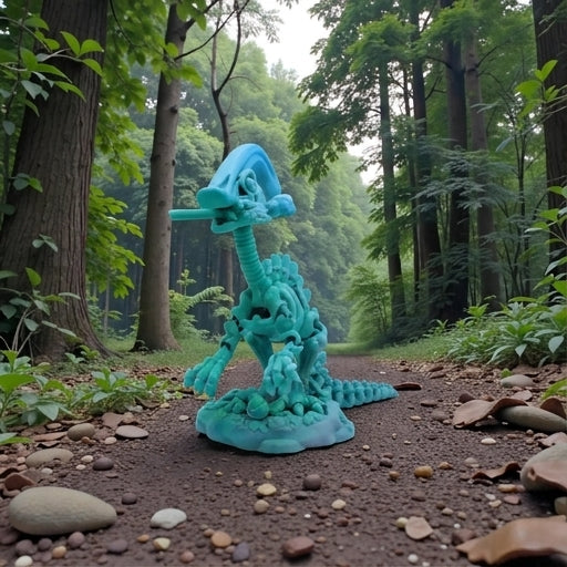 Skeleton Parasaurolophus With Stand And Stick Silk Sapphire Forest - Front