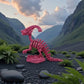 Skeleton Parasaurolophus With Stand And Stick Silk Teal Orange Red - Side