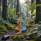 Skeleton Parasaurolophus With Stand And Stick Silk Tropical Sunset - Back