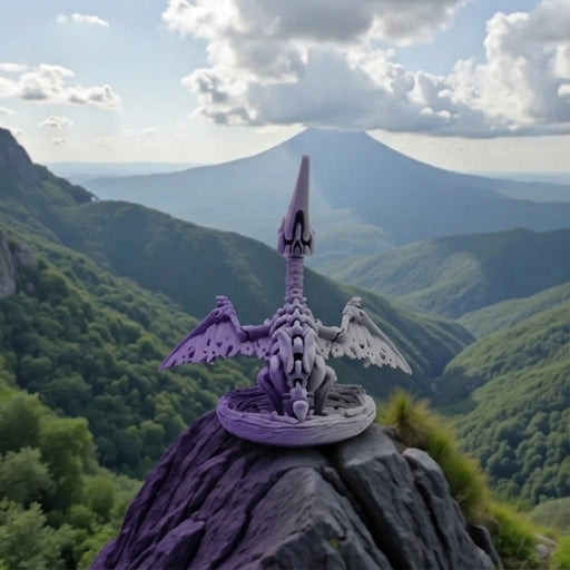 Skeleton Pteranodon With Nest Silk Midnight Purple - Back