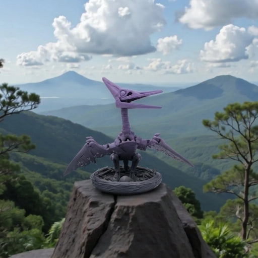 Skeleton Pteranodon With Nest Silk Midnight Purple - Front