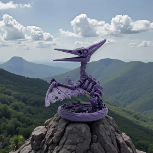 Skeleton Pteranodon With Nest Silk Midnight Purple - Side
