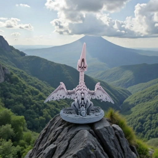 Skeleton Pteranodon With Nest Silk Rainbow - Back