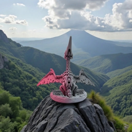 Skeleton Pteranodon With Nest Silk Smokey Wine - Back