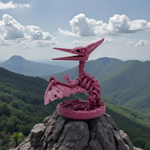 Skeleton Pteranodon With Nest Silk Smokey Wine - Side