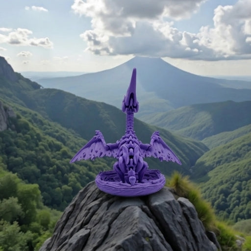 Skeleton Pteranodon With Nest Silk Starling Purple - Back