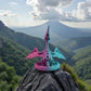 Skeleton Pteranodon With Nest Silk Teal Orange Red - Back