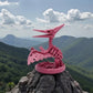 Skeleton Pteranodon With Nest Silk Teal Orange Red - Side