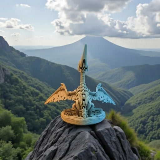 Skeleton Pteranodon With Nest Silk Tropical Sunset - Back