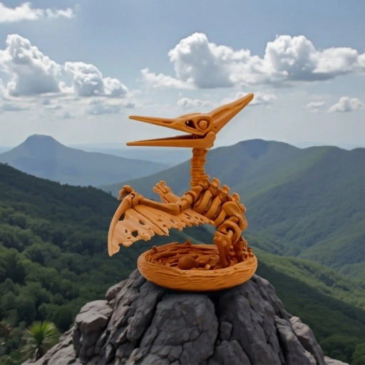 Skeleton Pteranodon With Nest Silk Tropical Sunset - Side
