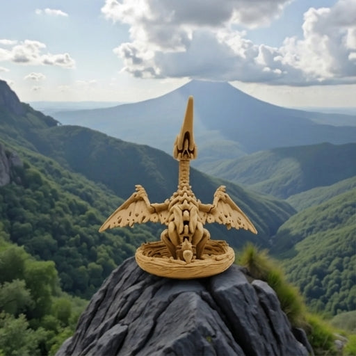 Skeleton Pteranodon With Nest Wood - Back