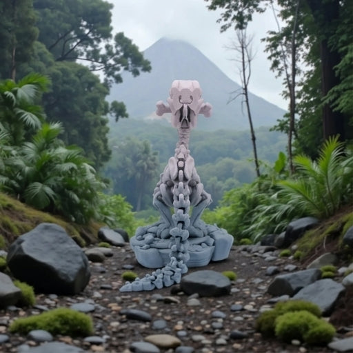 Skeleton Raptor With Stand And Bone Silk Rainbow - Back