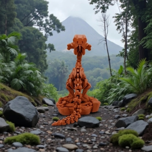 Skeleton Raptor With Stand And Bone Silk Red Copper - Back