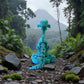 Skeleton Raptor With Stand And Bone Silk Sapphire Forest - Back