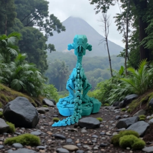 Skeleton Raptor With Stand And Bone Silk Sapphire Forest - Back