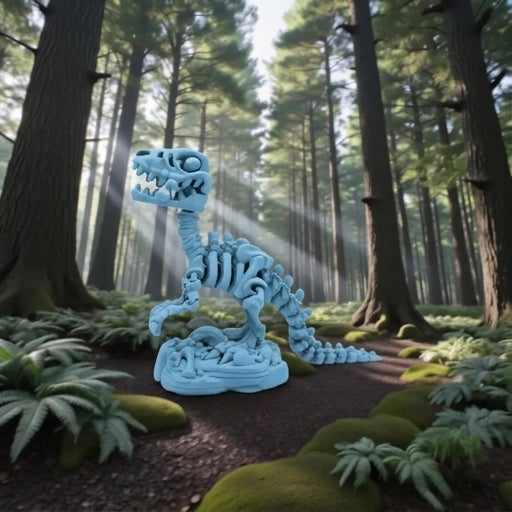 Skeleton Raptor With Stand And Bone Silk Sapphire Forest - Side