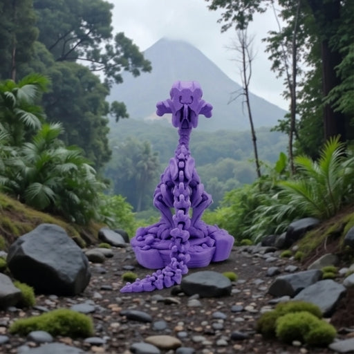 Skeleton Raptor With Stand And Bone Silk Starling Purple - Back