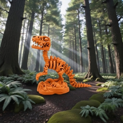 Skeleton Raptor With Stand And Bone Silk Tropical Sunset - Side