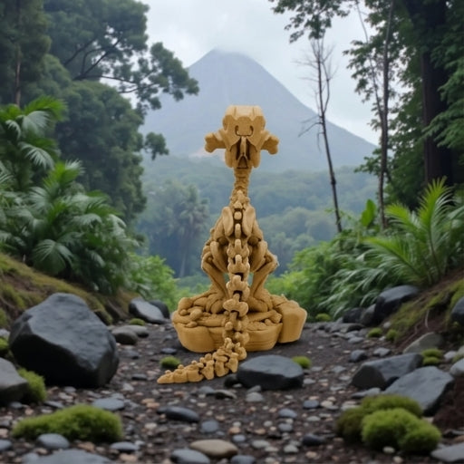 Skeleton Raptor With Stand And Bone Wood - Back