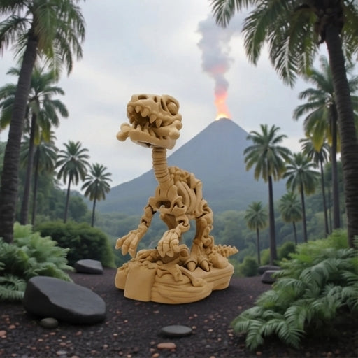 Skeleton Raptor With Stand And Bone Wood - Front