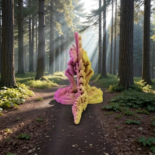 Skeleton Spinosaurus With Stand Silk Pink Yellow - Back