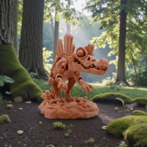 Skeleton Spinosaurus With Stand Silk Red Copper - Front