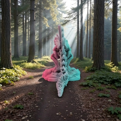 Skeleton Spinosaurus With Stand Silk Teal Orange Red - Back