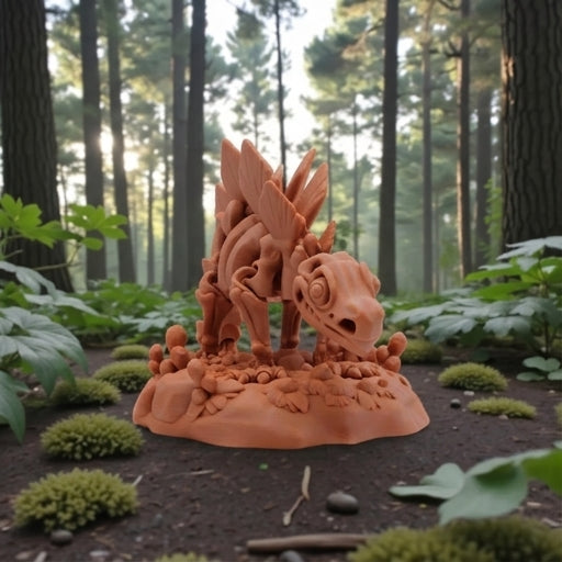 Skeleton Stegosaurus With Stand Silk Red Copper - Front