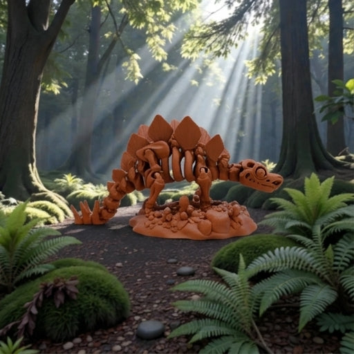 Skeleton Stegosaurus With Stand Silk Red Copper - Side