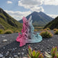 Skeleton Stegosaurus With Stand Silk Teal Orange Red - Back