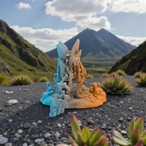 Skeleton Stegosaurus With Stand Silk Tropical Sunset - Back