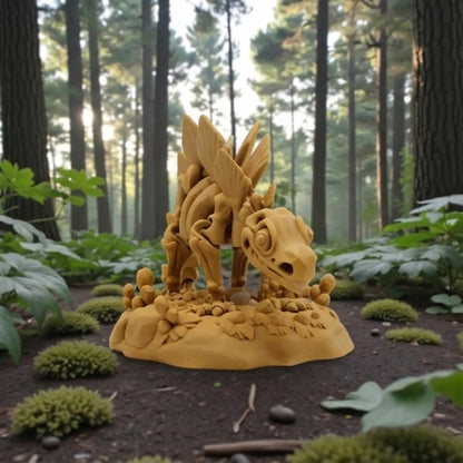 Skeleton Stegosaurus With Stand Wood - Front
