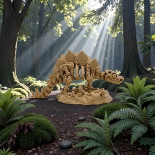 Skeleton Stegosaurus With Stand Wood - Side