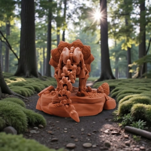 Skeleton Triceratops With Stand Silk Red Copper - Back
