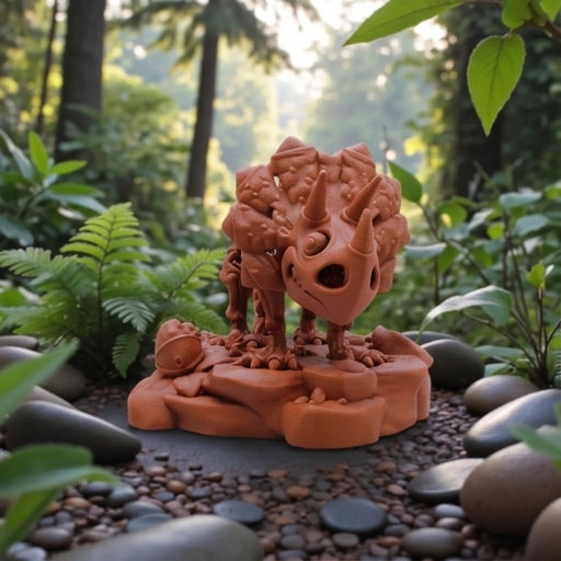 Skeleton Triceratops With Stand Silk Red Copper - Front