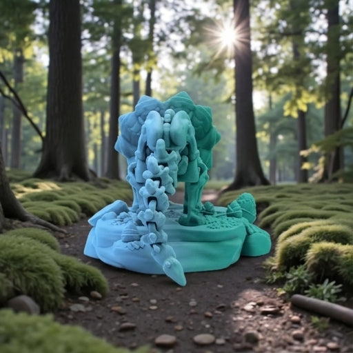 Skeleton Triceratops With Stand Silk Sapphire Forest - Back