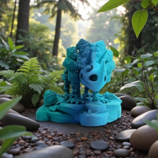 Skeleton Triceratops With Stand Silk Sapphire Forest - Front
