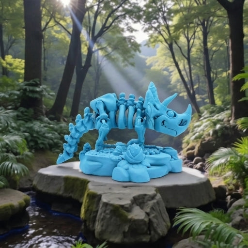 Skeleton Triceratops With Stand Silk Sapphire Forest - Side